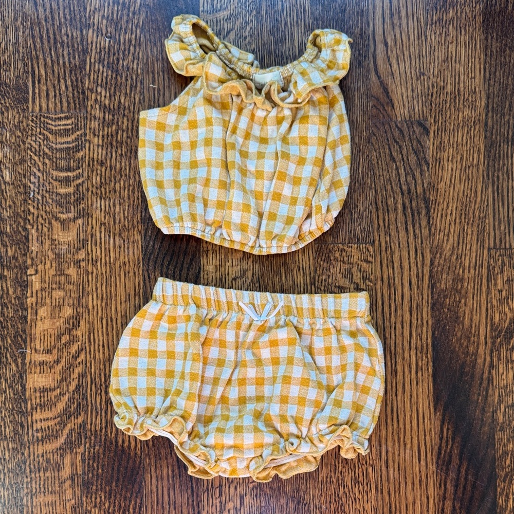 Charming Yellow Gingham Top + Bloomers